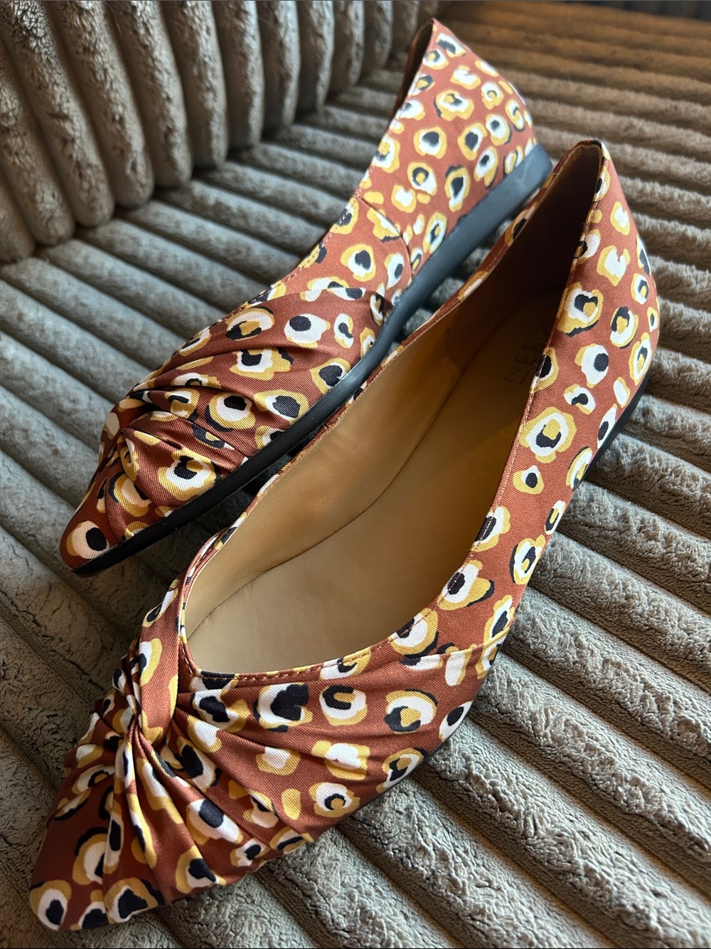 Naturalizer Renata Pointed Toe Ballet Flats Leopard Print Brown Womens 10